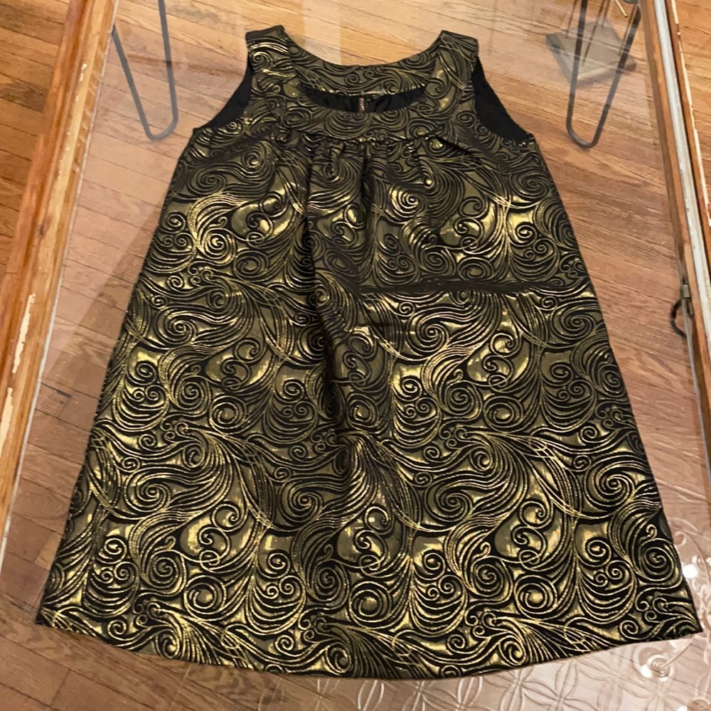 Gold and black brocade dress